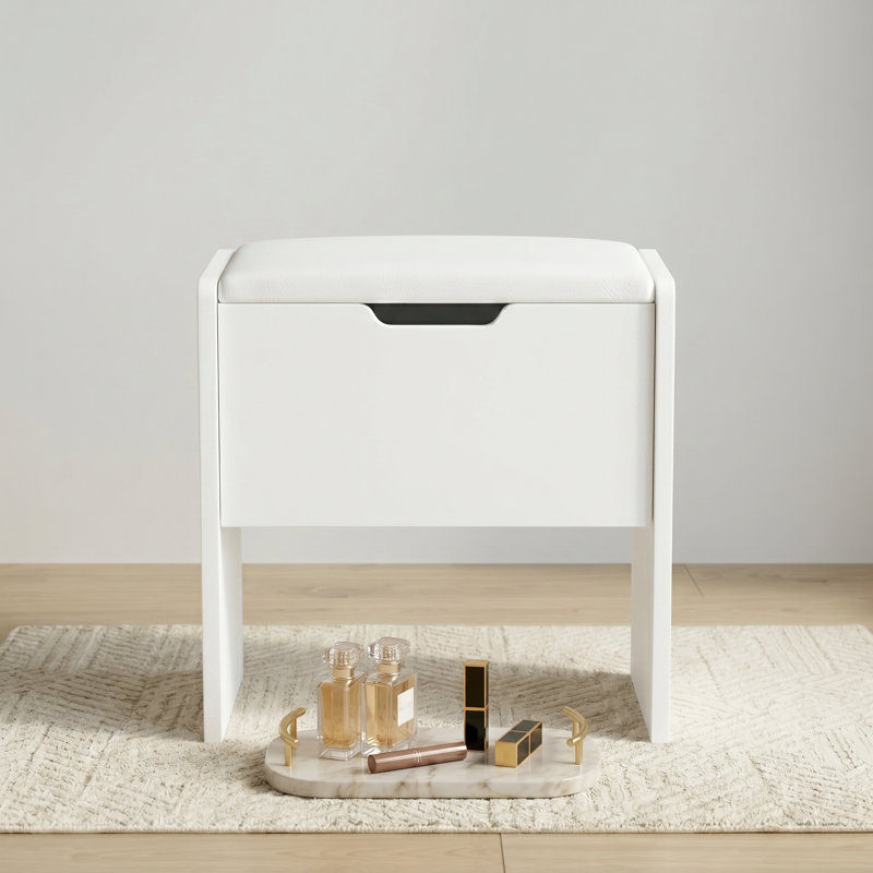 Tabouret de coiffeuse 2 en 1 avec rangement caché, banc de rangement rembourré pour chambre à coucher et espace de maquillage - disponible en 2 couleurs