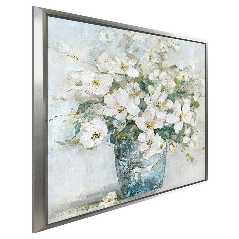 «Cottage Charmer II» par Sally Swatland, Cadre flottant argent, H 27,5 po x l 27,5 po x P 2 po