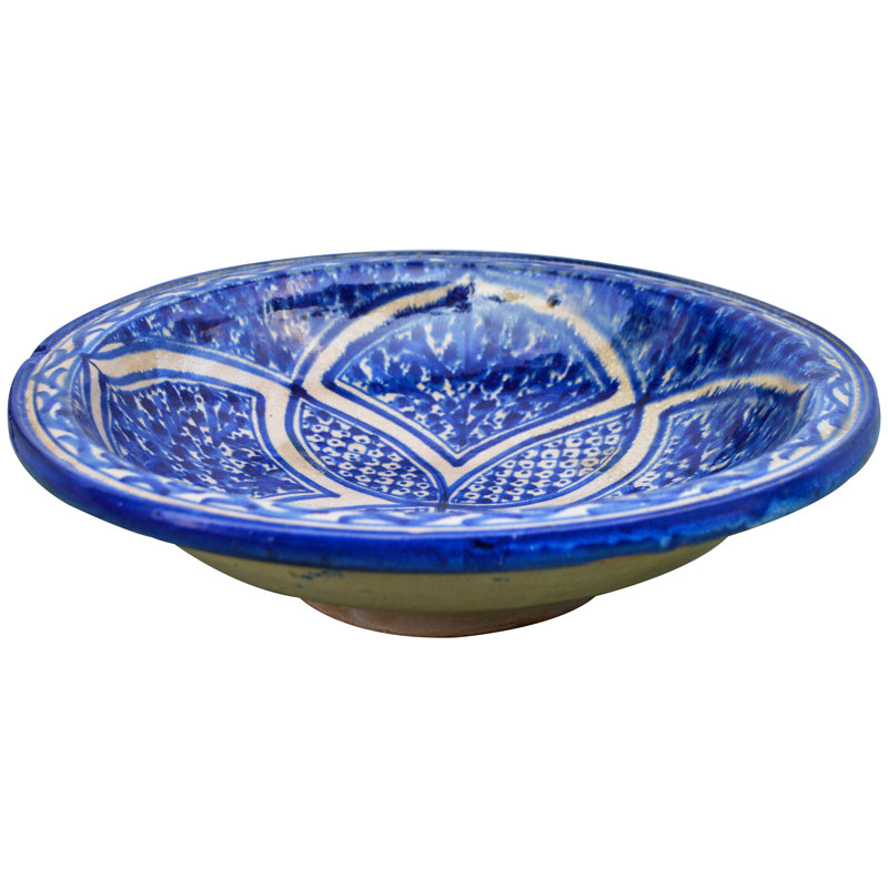Assiette décorative en céramique mauresque en bleu / blanc antique