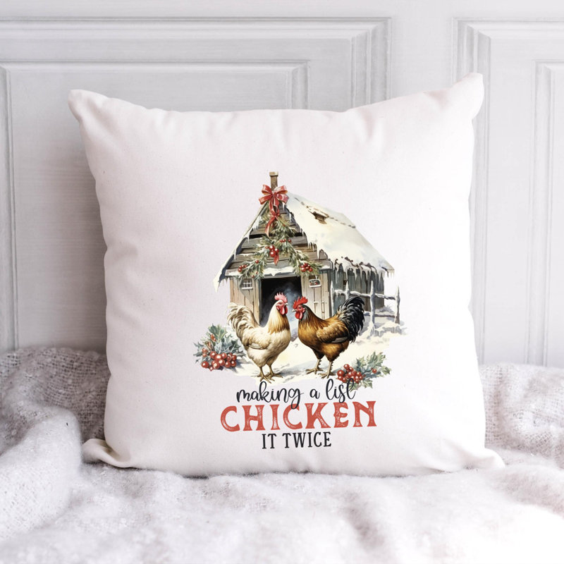 Christmas Farm_2 Reversible Throw Pillow, 14" x 14"