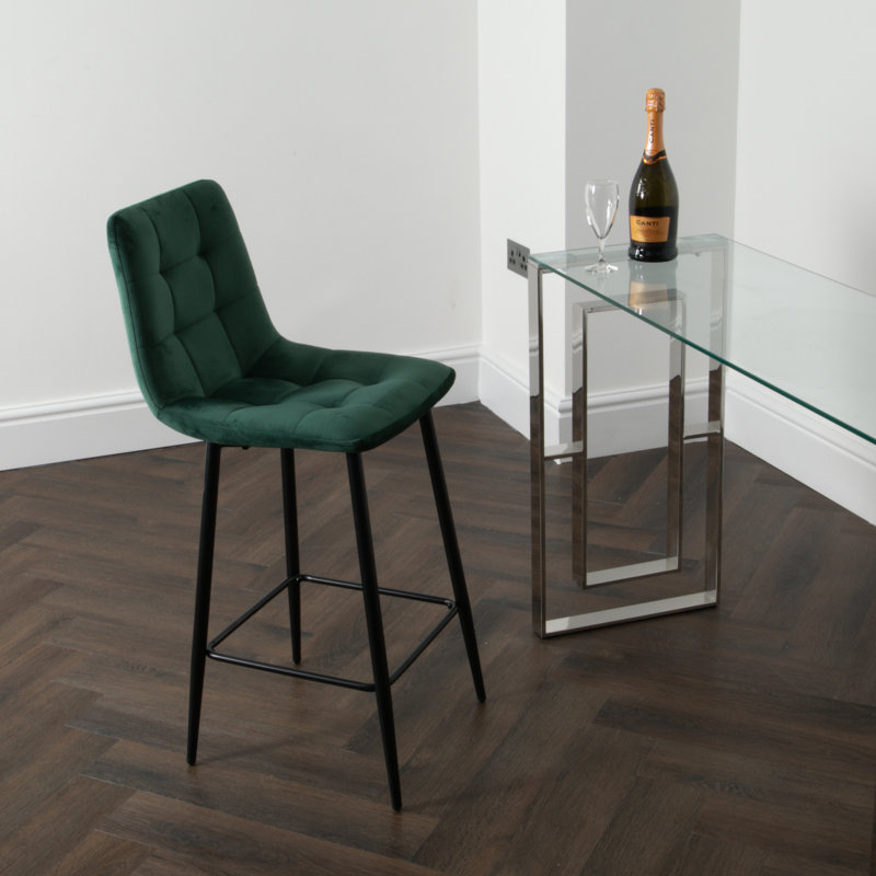Olsburg Upholstered Counter Stool with Metal Frame, Black, Green