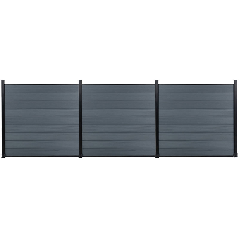 6Ft H Composite Privacy Fence Panels With Post, 6Ft.H x 6Ft.W, Grey