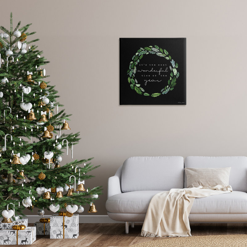 «Minimal Holiday Wreath», art mural sur toile par Susan Ball, H 30 po x l 30 po