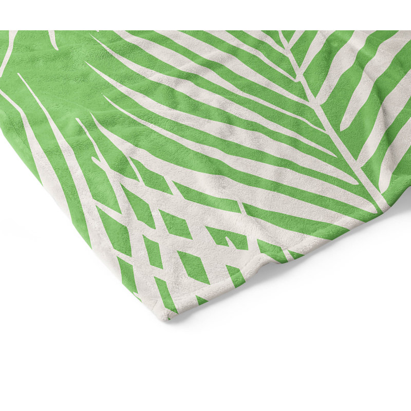 Couverture en velours de coton Waving Palms, L 80 po x l 60 po, Vert