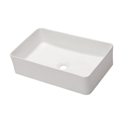 21"X14" White Ceramic Rectangular Vessel Bathroom Sink