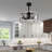 20 Inch Small Caged Ceiling Fan With Light And Remote Control,6 Speed Reversible Bladeless Fan Light Fixture For Farmhouse Kitchen Bedroom, Matte Black