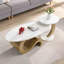 Table de salon moderne en doré - 2 pièces, ovale et ronde, construction dorée, moderne et solide