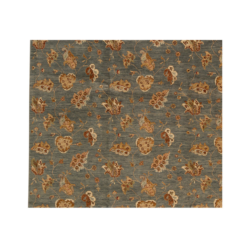 Tapis gris / beige / brun noué à la main de haute qualité