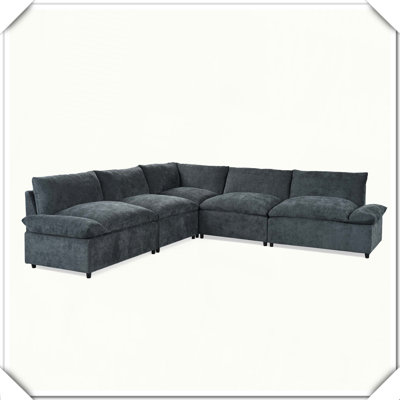 Polyester Upholstered Modular Sectional Sofa With Hidden Storage