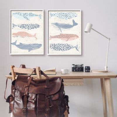 Rustic Patterned Sea Life Framed On Wood 2 Pieces Print -  Stupell Industries, a2-619_wfr_2pc_24x30