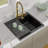 25" Granite Kitchen Sink Drop In Topmount Black Quartz Classic