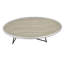 Table basse noire et chêne avec bordure en métal, hauteur de 15 po, capacité de poids de 70 lb, base ovale gris vieilli, produit de 20 lb