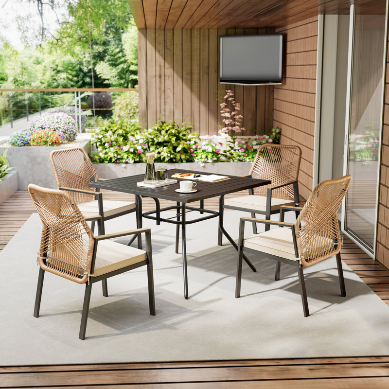  Patio Dining Tables Outdoor Steel Square Table 39.5" X 29"