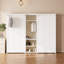 Lit escamotable simple et simple en métal avec garde-robe, tablettes de rangement et prises de courant intégrées, conception 2 en 1 compacte, L 112,5 po x l 82,8 po x H 82 po