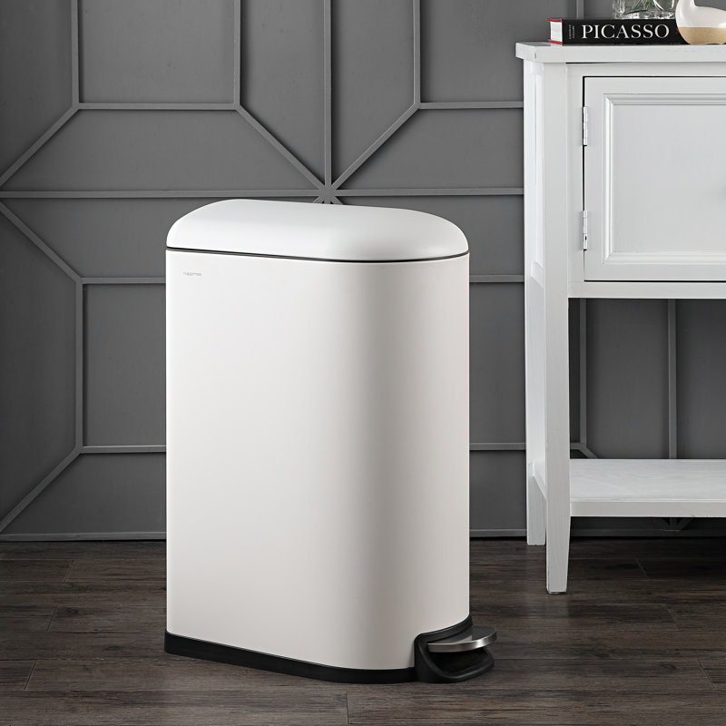 Poubelle à pédale en acier Roland, Blanc, 2,64 gallons