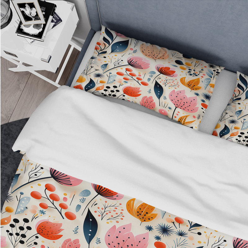Ensemble de housse de couette à motif pastel minimaliste, Housse de couette simple + 1 taie décorative stan