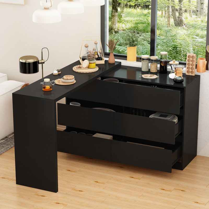 Charliese Kitchen Island, Black