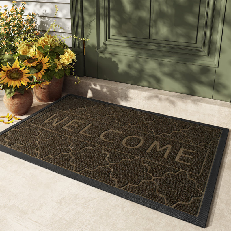 Clariece Non-Slip Doormat, Dark Gray, 24" W x 36" L