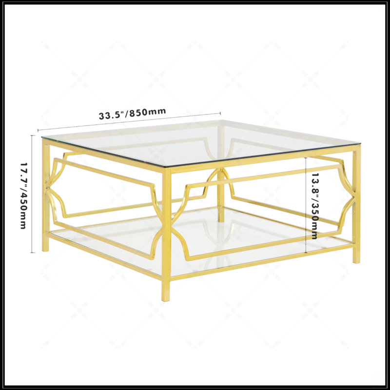 Table basse carrée en verre, Transparent