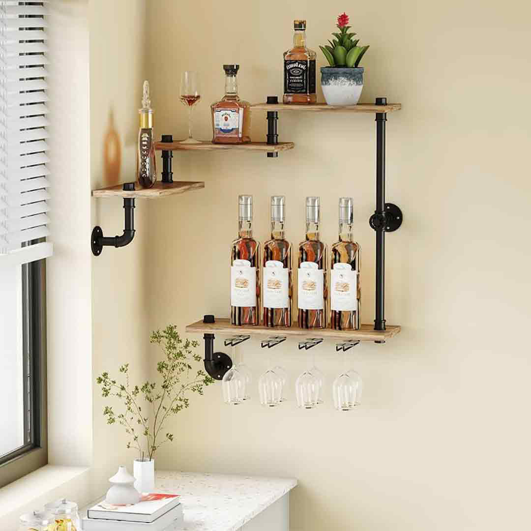 Trent Austin Design Wine Rack Wall Mounted With 4 Stem Glass Holder ...