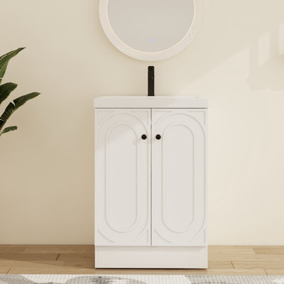 Meuble-lavabo simple autoportant 24 po avec plateau en résine Hunar