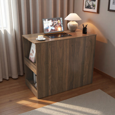 Corner Computer Desk With Drawers & Storage Shelf, Modern L-shaped Home Office Desk With Extendable Table, Space-saving Workstation For Small Rooms