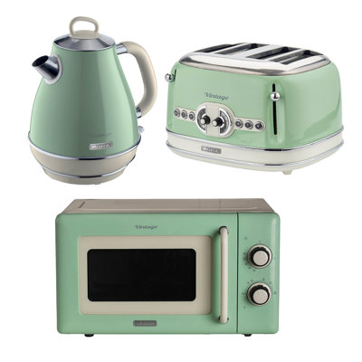 Ariete Vintage 1.7L Jug Kettle, 4 Slice Toaster & Microwave