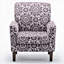 Fauteuil à motifs en mélange de polyester, structure en bois de bouleau massif avec pieds fuselés bruns