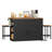 3 Pieces  Farmhouse Kitchen Island Cart with Power Outlets, 2 Stools & Drop-Leaf Top | Mobile Serving Cart with Storage & Removable Wheels-1060110166