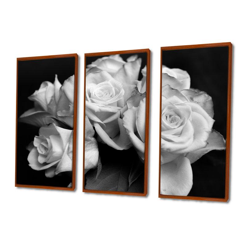 «Bunch Of Roses», ensemble de 3 reproductions d'art murales sur toile, H 28 po x l 36 po, Brun