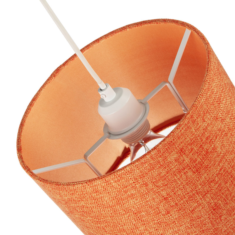 18cm H Linen Drum Lamp Shade ( No Direct Attachment Method ) in Orange