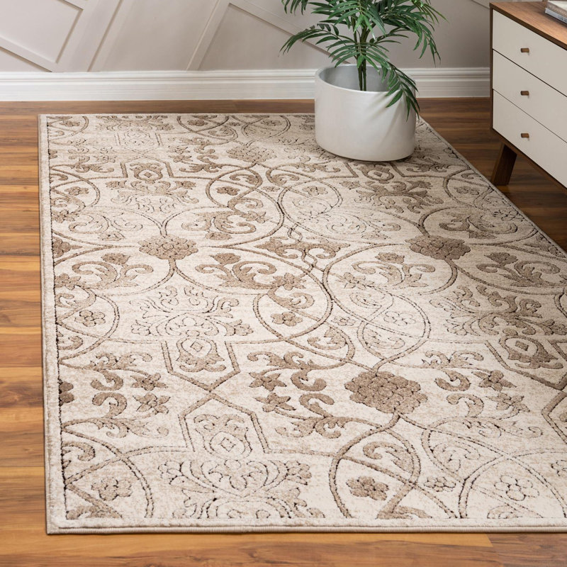 Tapis oriental beige foncé Derby, Rectangle 6 pi x 9 pi