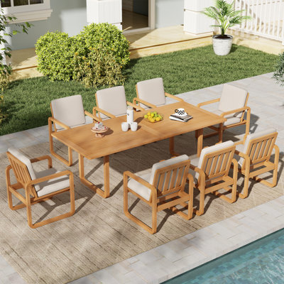 8 - Person  Outdoor Dining Set With Umbrella Hole
