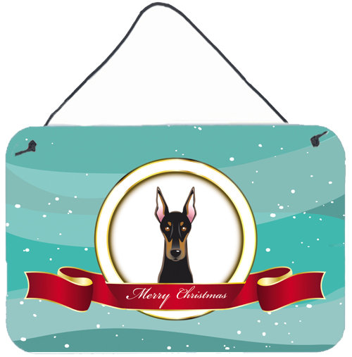 « merry christmas », impression sur plaque, Doberman