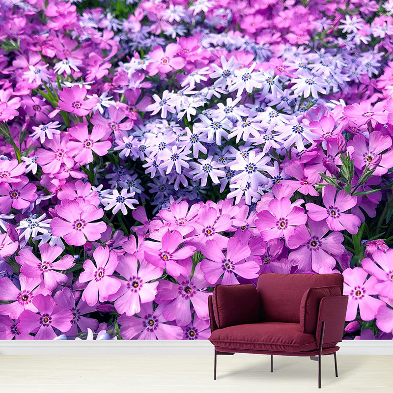 Champ de fleurs néon mauve, L 66 po x l 96 po