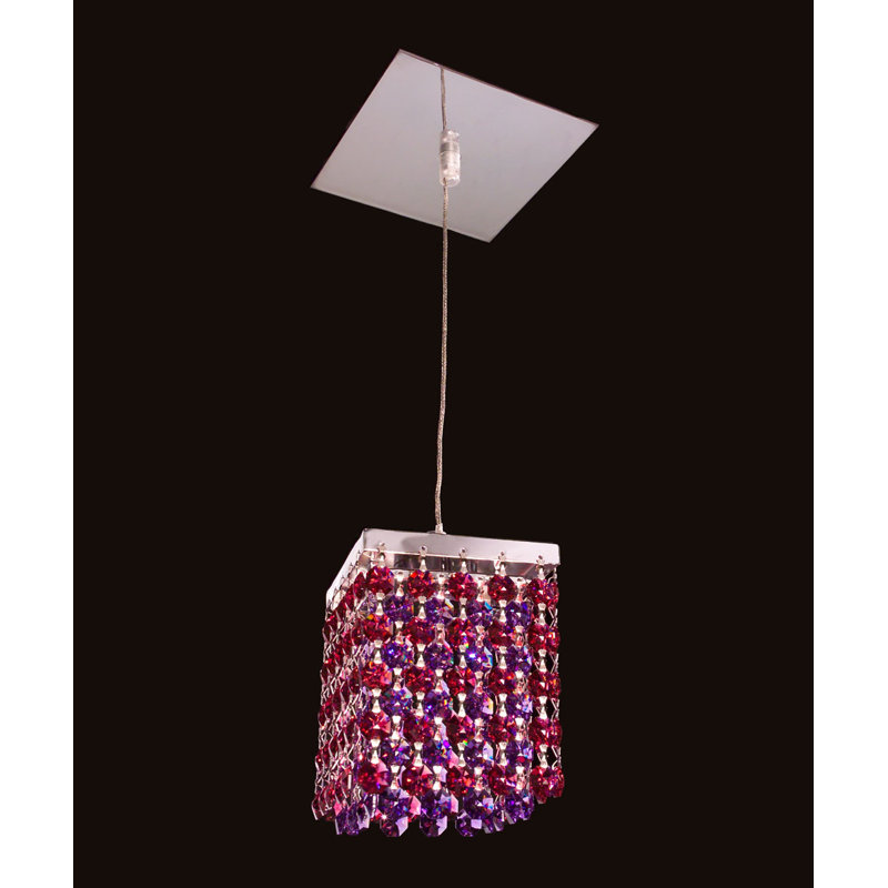 Luminaire suspendu carré simple 1 lumière Mirco, Rouge Bordeaux et bleu-violet