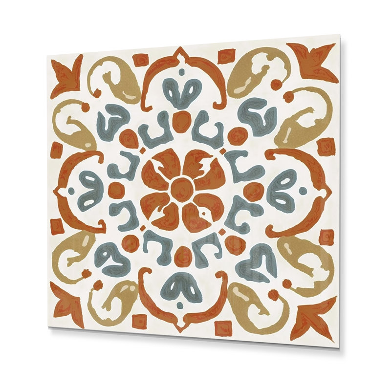 Carreaux marocains dans des tons de terre V - Décoration murale abstraite en métal, H 36 po x l 36 po x P 1 po