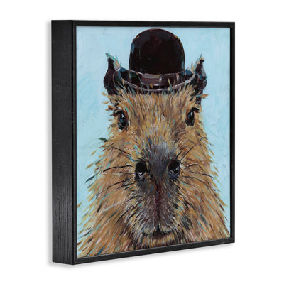 Gros plan Capybara avec chapeau, estampe numérique, design par Studio Bautista