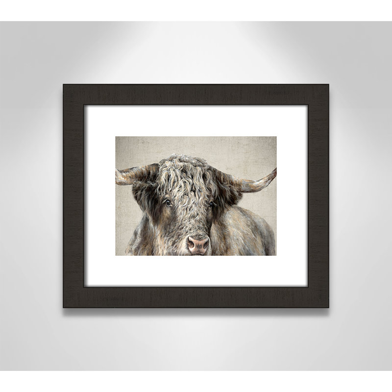 Grand Kyloe Bull - reproduction de cadre photo, H 13,5 po x l 15,5 po x P 2 po, Cadre espresso foncé