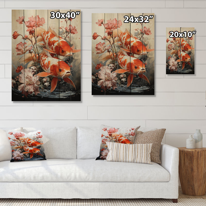 " Fishing Contemporary Koi Fish II ", 20" H x 10" W x 0.78" D