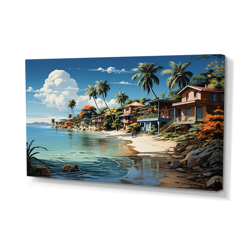 Beach Tropical Vibes - Coastal Beach, reproduction d'art sur toile encadrée