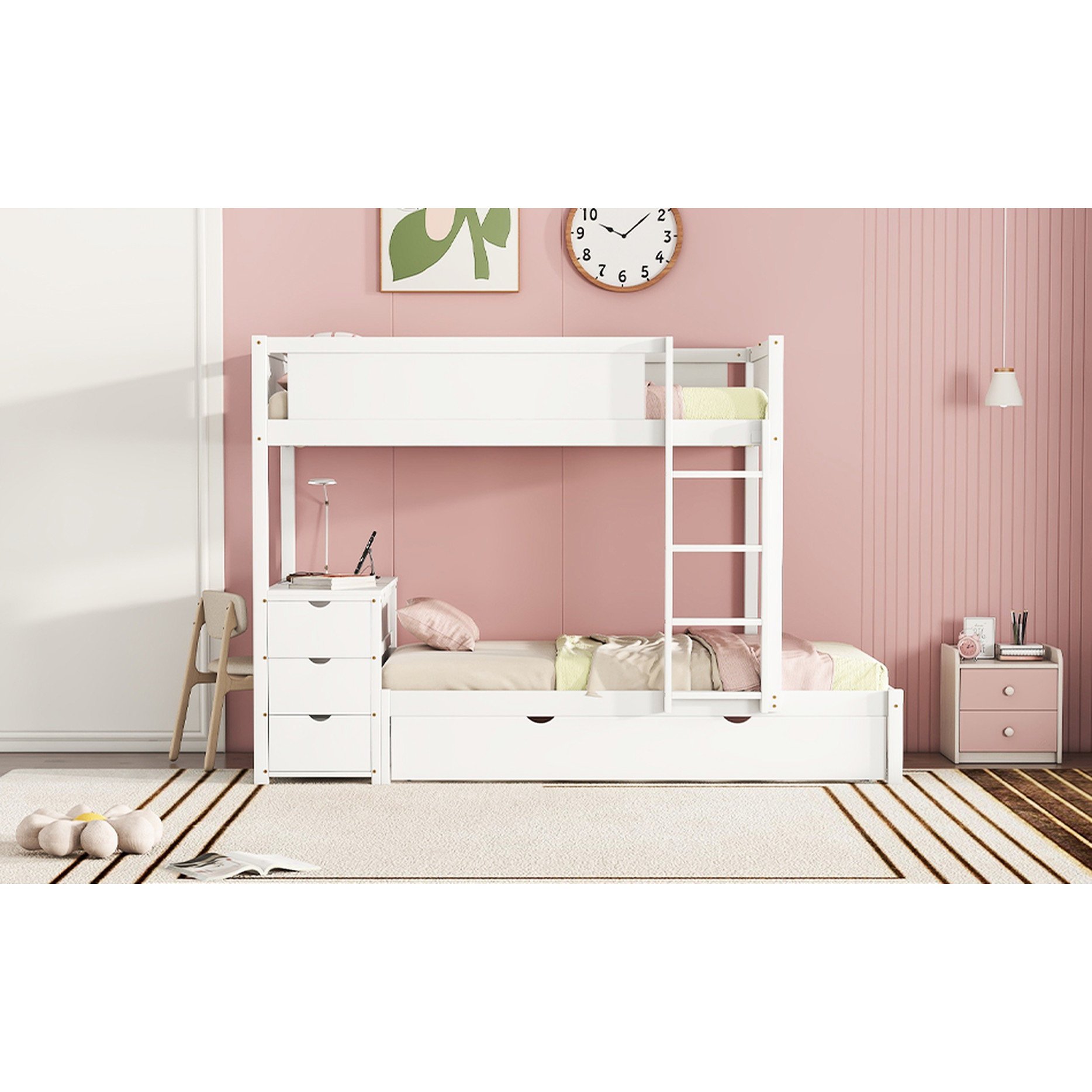 Latitude Run® Twintwin Bunk Bed With Ports, Desk, Storage, And Twin ...