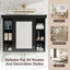 Armoire de rangement murale de 35 po x 28 po avec porte miroir et conception moderne avec 6 tablettes ouvertes pour une organisation et un attrait esthétiques améliorés-2095611121