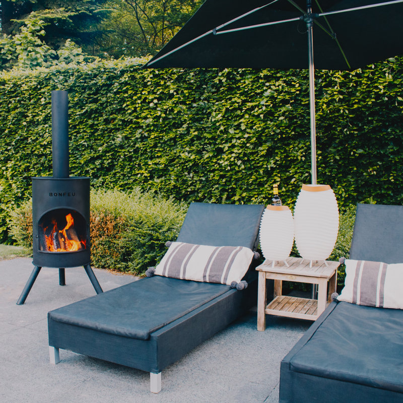 Triangle Steel Chimnea, Black, 172cm H x 50cm W x 50cm D
