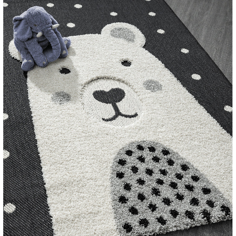 Power Loom White/Black Rug, Rectangle 120 x 170cm
