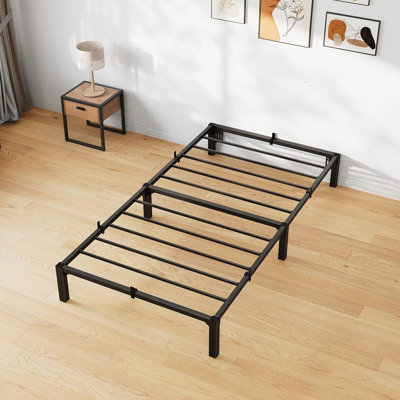 10 Inch Full Bed Frame, Heavy Duty Metal Platform Bed Frame with Iron Slat Support, No Box Spring Needed, Tool-Free Assembly, Supports 800 Lbs