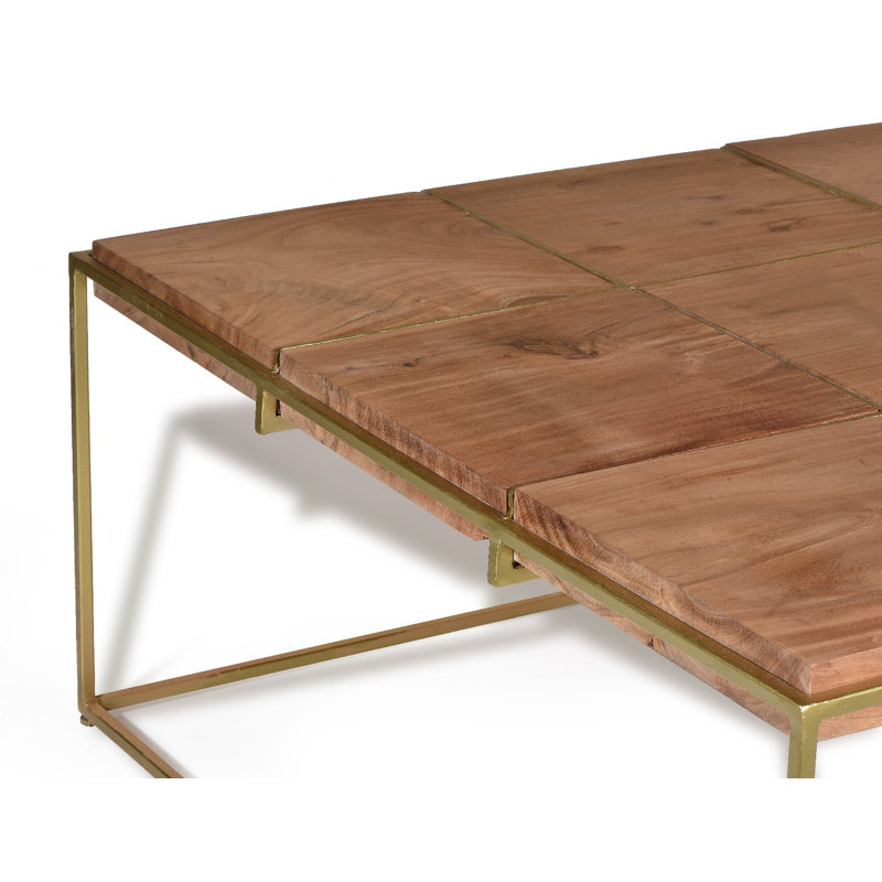 Table basse Rico, H 16 po x L 37 po x p 37 po, Naturel, Laiton