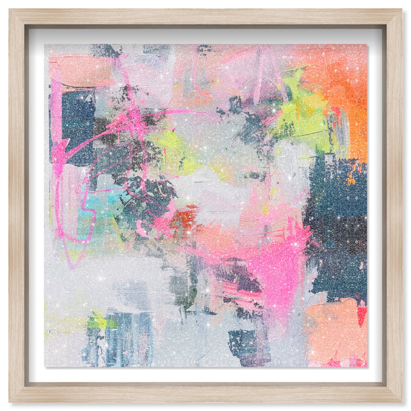 Pastel Luminance I Shadowbox Abstract Print by Oliver Gal, Black Frame, 12 x 12, 21.5"H x 21.5"W, Natural Oak Frame
