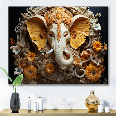 Hindu Ganesha Elephant God Turmeric Tints I - Hinduism Framed Art
