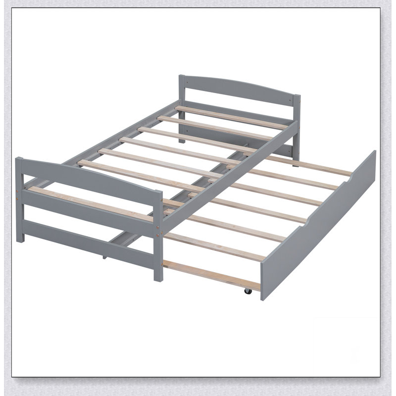 Lit plateforme avec lit gigogne, Gris